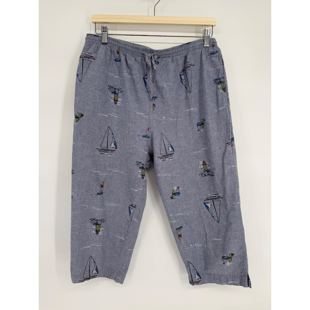 Palm Harbour Mens Nautical Sailboat Lighthouse Cotton Pajama Lounge Pants Blue L